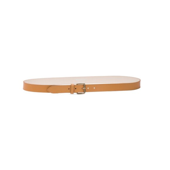 BERGE Beige Made In Italy Leather Plain Belt - Picture 1 of 1